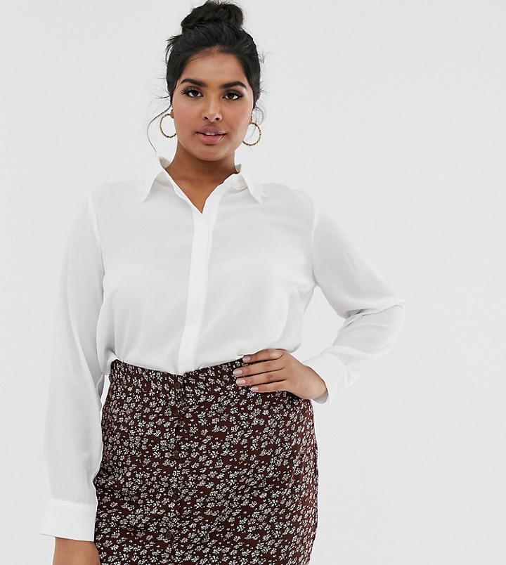 Glamorous Curve Relaxed Shirt With Vintage Lace Trim