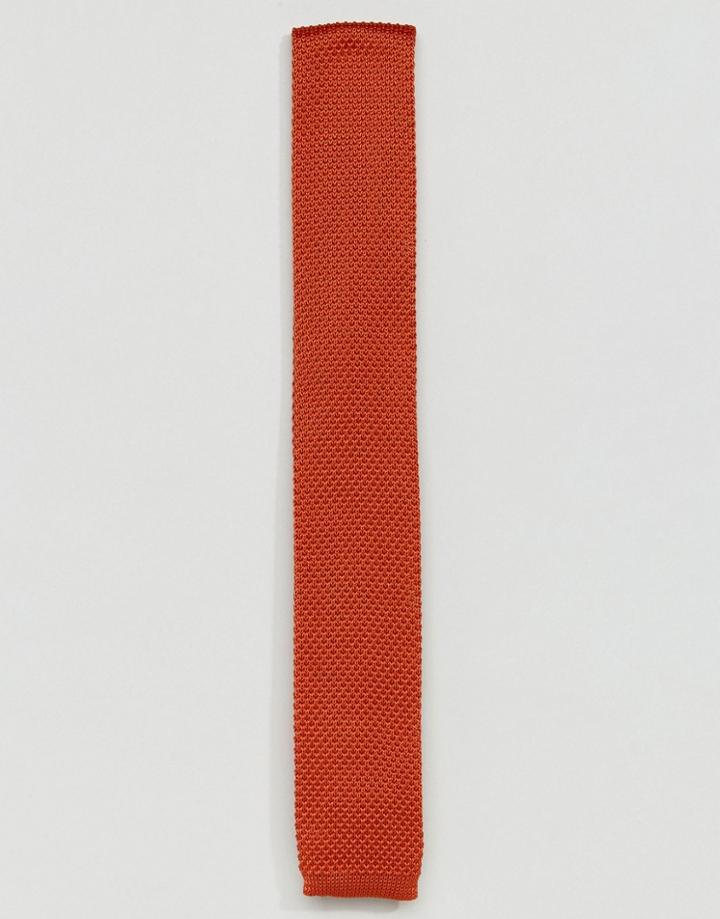 Moss London Knitted Tie - Orange