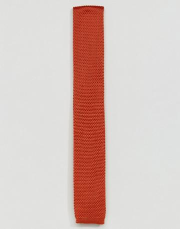 Moss London Knitted Tie - Orange