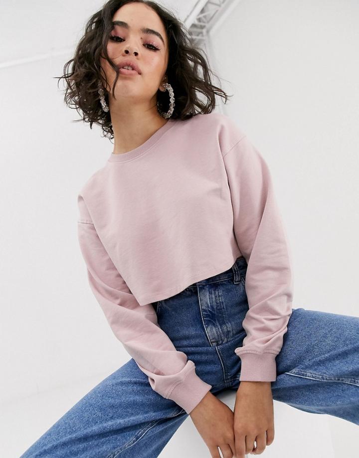 Bershka Cropped Sweater In Pink