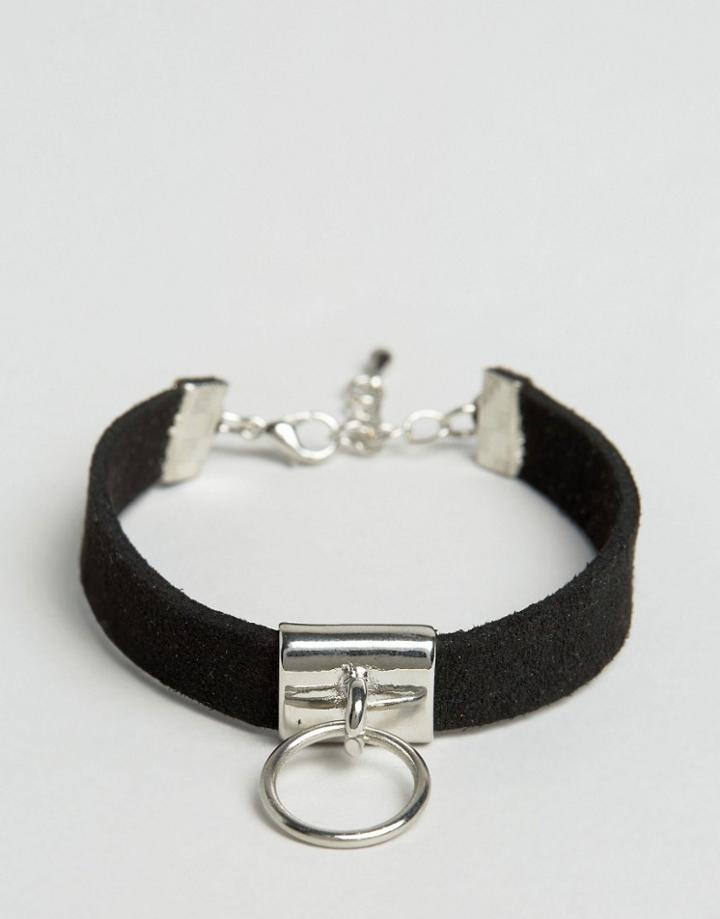 Asos Faux Suede Ring Bracelet - Black