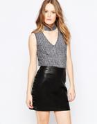 Vila Sleevless Top With Cut Out High Neck - Gray