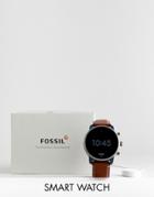 Fossil Ftw4016 Q Explorist Leather Smart Watch 45mm - Tan