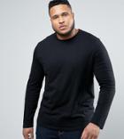 Asos Design Plus Long Sleeve T-shirt With Crew Neck In Black - Black