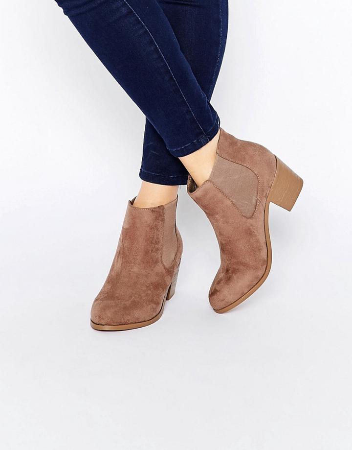 London Rebel Mid Chelsea Boots - Taupe Microfibre