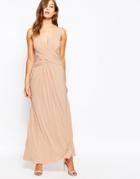 City Goddess Maxi Dress With Cross Front - Nude