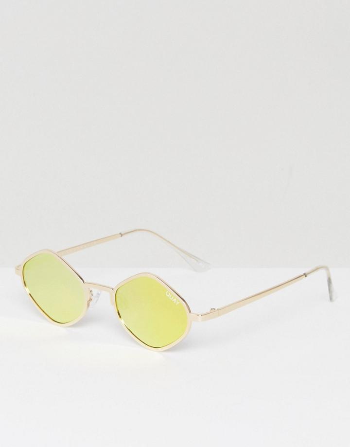 Quay Australia X Kylie Jenner Purple Honey Round Sunglasses In Gold - Gold