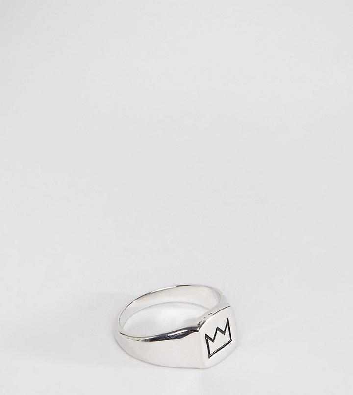 Serge De Nimes Crown Signet Ring In Solid Silver English - Silver
