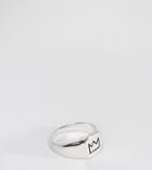 Serge De Nimes Crown Signet Ring In Solid Silver English - Silver
