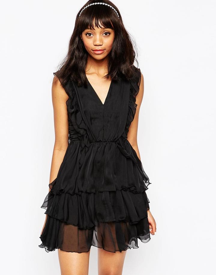 Sportmax Code Black Ruffle Mini Dress - Black