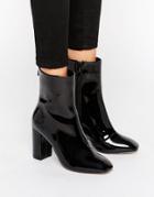 Missguided Patent Heeled Ankle Boots - Black