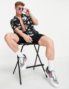 Calvin Klein Short Sleeve Flower Print Revere Collar Shirt In Multi
