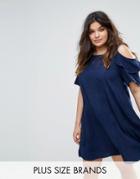 Alice & You Cold Shoulder Denim Dress - Purple