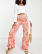 Asos Design Palazzo Pants In Rust Paisley Print-multi