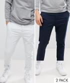 Asos Design 2 Pack Skinny Chinos In Navy & Ice Gray Save-multi