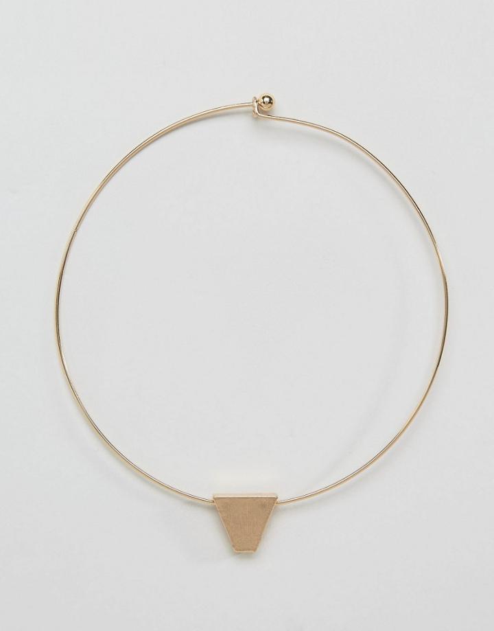 Nylon Torq Triangle Collar Necklace - Gold
