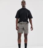 Asos Design Tall Utility Shorts In Micro Check With Belt - Brown