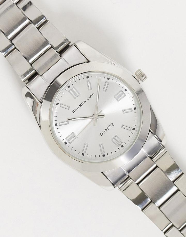 Christin Lars Chunky Link Strap Watch In Silver