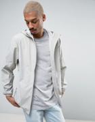 Rains Base Short Hooded Jacket Waterproof Concealed Zips In Light Gray - Gray