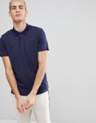 Selected Homme Polo In Polka Dot With Contrast Collar - Navy