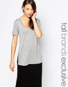 Ttya Scoop Neck Tee With Side Splits - Gray