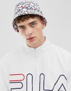 Fila Taylor Bucket Hat With All Over Logo Print In White - White