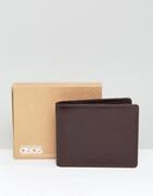 Asos Leather Wallet In Brown Patent Finish - Brown