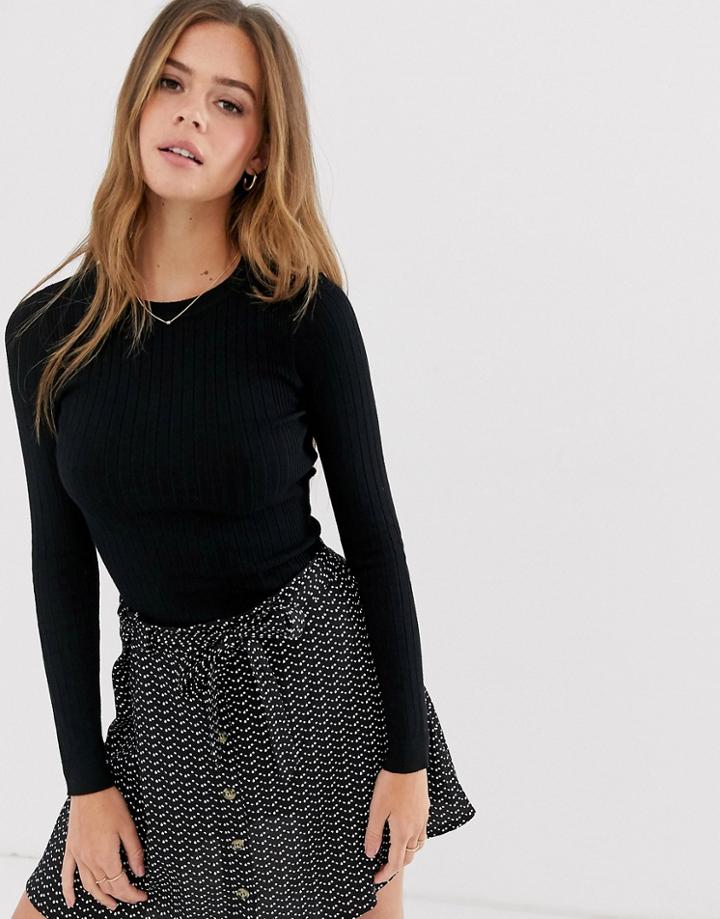 New Look Classic Rib Crew Neck Sweater In Black