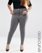 Asos Curve High Waist Ridley Jeans In Slated Gray - Gray