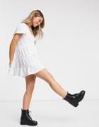 In The Style Tiered Mini Smock Dress In White