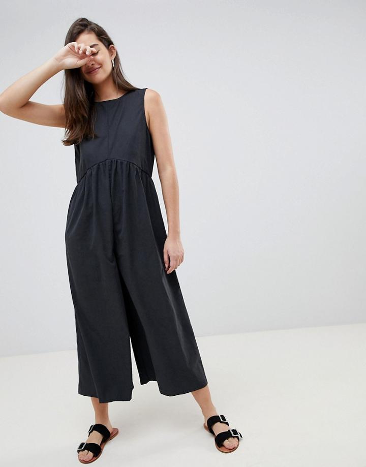 Asos Design Minimal Jumpsuit With Ruching Detail - Gray