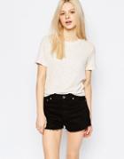 Monki Ribbed Crop Top - Gray Melange