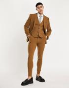 Asos Design Super Skinny Suit Pants In Tobacco-brown