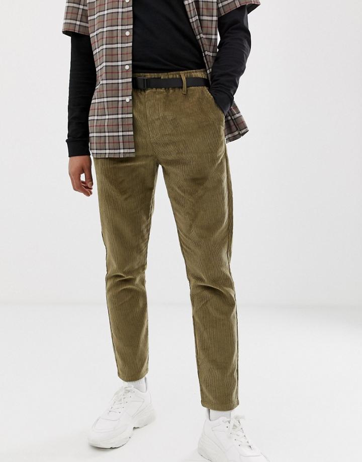 Asos Design Skinny Pants In Khaki Cord-gray