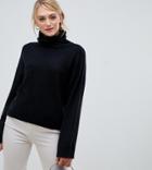 Asos Design Tall Oversized Slouchy Roll Neck Sweater - Black