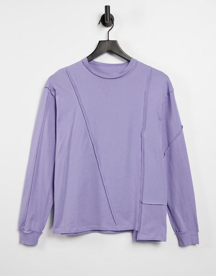 Asos 4505 Long Sleeve T-shirt With Cutabout Seams-purple