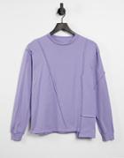 Asos 4505 Long Sleeve T-shirt With Cutabout Seams-purple