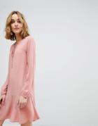 Vero Moda Swing Dress With Lace Up Detail - Pink