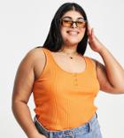 Asos Design Curve Button Front Tank Top In Rust-brown