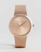 Armani Exchange Rose Gold Liv Mesh Watch - Gold