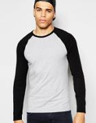 Asos Muscle Long Sleeve T-shirt With Contrast Raglan Sleeves