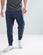 Asos Tapered Joggers In Navy Marl - Navy