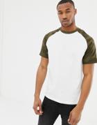 Pull & Bear Join Life Raglan T-shirt In Camo - Green