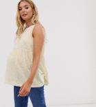 Asos Design Maternity Sleeveless Smock Top In Washed Stripe-brown