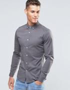 Asos Skinny Fit Shirt In Mid Grey With Long Sleeves - Gray