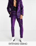 Asos Design Super Skinny Velvet Sequin Suit Pants In Purple