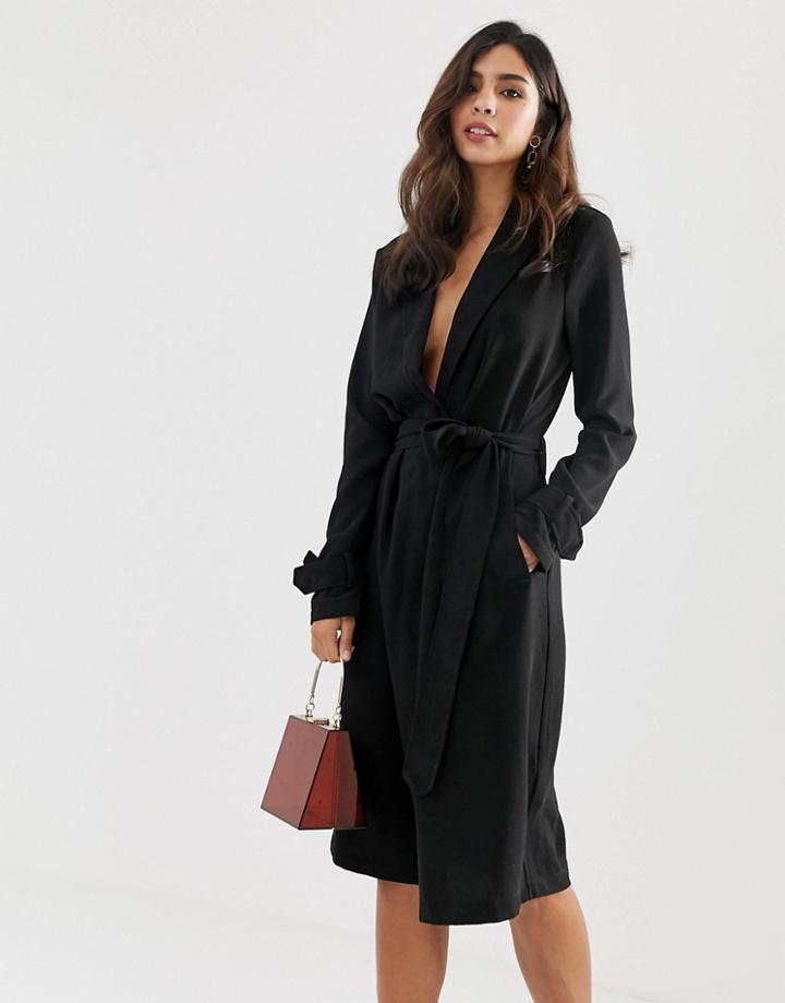 Vila Lightweight Trench Coat-black