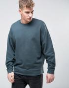 Asos Oversized Sweatshirt In Slate Blue - Gray