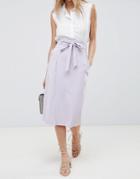 Asos Design Tailored Pencil Skirt With Obi Tie - Purple