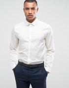 Asos Regular Fit Shirt In Super Fine Cotton In Off White - White